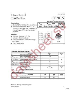 IRF7807Z datasheet  